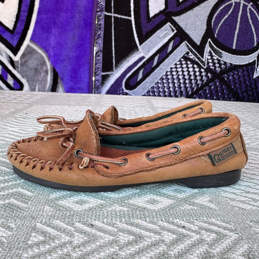 Size 5 - Quoddy Brown Leather Moccasin Boat Shoes Made in USA Women's